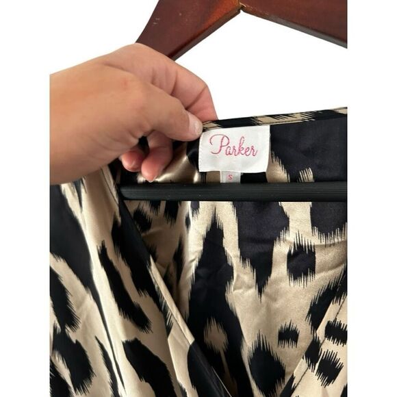 Parker Silk Leopard Print Long Sleeve A-Line Mini Dress Brown Tan Size Small - Picture 6 of 7